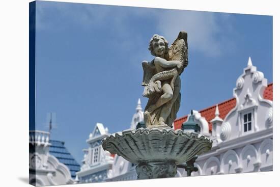 Fountain in Central Square of Oranjestad, Aruba, Netherlands Antilles-null-Stretched Canvas