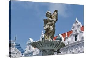 Fountain in Central Square of Oranjestad, Aruba, Netherlands Antilles-null-Stretched Canvas