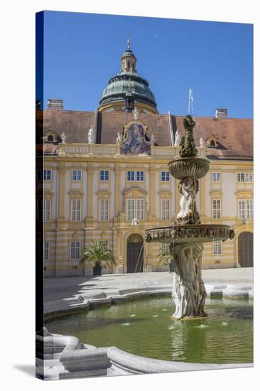 Fountain in courtyard of Abbey, Melk, UNESCO World Heritage Site, Lower Austria, Austria, Europe-Rolf Richardson-Stretched Canvas