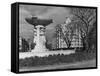 Fountain in Dupont Circle, with Dupont Plaza Hotel Visible in Background-Walker Evans-Framed Stretched Canvas