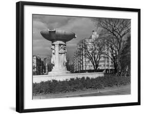 Fountain in Dupont Circle, with Dupont Plaza Hotel Visible in Background-Walker Evans-Framed Photographic Print