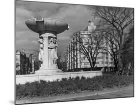 Fountain in Dupont Circle, with Dupont Plaza Hotel Visible in Background-Walker Evans-Mounted Photographic Print