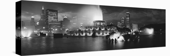 Fountain in Front of Buildings, Buckingham Fountain, Grant Park, Chicago, Illinois, USA-null-Stretched Canvas