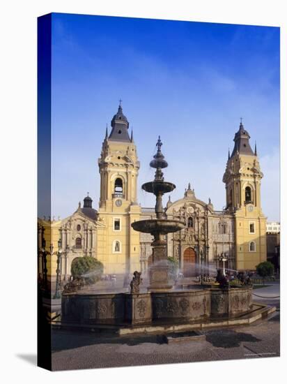 Fountain in Front of the Cathedral in Lima, Peru, South America-Charles Bowman-Stretched Canvas