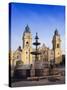 Fountain in Front of the Cathedral in Lima, Peru, South America-Charles Bowman-Stretched Canvas