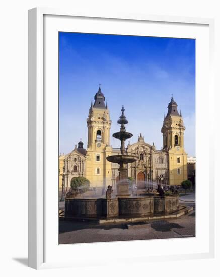 Fountain in Front of the Cathedral in Lima, Peru, South America-Charles Bowman-Framed Photographic Print