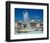 Fountain in front of the National Gallery on Trafalgar Square, London-null-Framed Premium Giclee Print