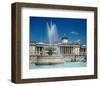 Fountain in front of the National Gallery on Trafalgar Square, London-null-Framed Premium Giclee Print