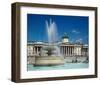 Fountain in front of the National Gallery on Trafalgar Square, London-null-Framed Art Print