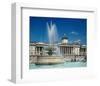 Fountain in front of the National Gallery on Trafalgar Square, London-null-Framed Art Print