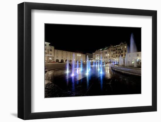 Fountain in Krakow at Night-Jacek Kadaj-Framed Photographic Print