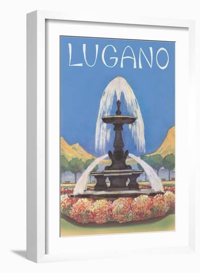 Fountain in Lugano-null-Framed Art Print