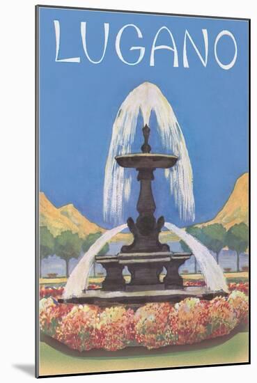 Fountain in Lugano-null-Mounted Art Print