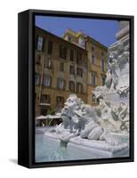 Fountain in Piazza Della Rotonda Outside Pantheon, Rome, Lazio, Italy, Europe-Julia Thorne-Framed Stretched Canvas