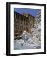 Fountain in Piazza Della Rotonda Outside Pantheon, Rome, Lazio, Italy, Europe-Julia Thorne-Framed Photographic Print