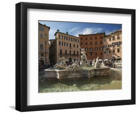 Fountain in Piazza Navona, Rome, Lazio, Italy, Europe-Angelo Cavalli-Framed Photographic Print