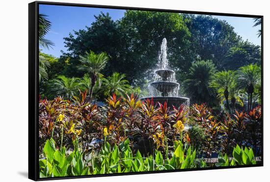 Fountain in the Fort Santiago Park, Intramuros, Manila, Luzon, Philippines-Michael Runkel-Framed Stretched Canvas