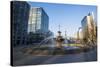 Fountain in the Odori Park, downtown Sapporo at sunset, Hokkaido, Japan, Asia-Michael Runkel-Stretched Canvas