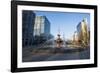 Fountain in the Odori Park, downtown Sapporo at sunset, Hokkaido, Japan, Asia-Michael Runkel-Framed Photographic Print