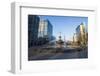 Fountain in the Odori Park, downtown Sapporo at sunset, Hokkaido, Japan, Asia-Michael Runkel-Framed Photographic Print