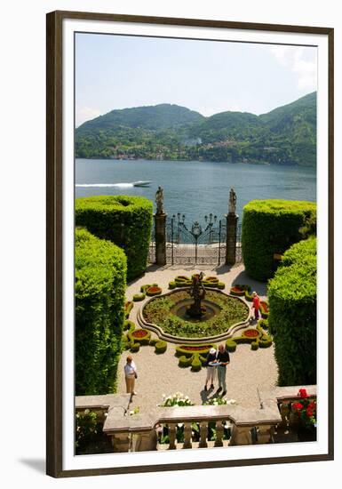 Fountain in the park of Villa Carlotta, Tremezzo, Lake Como, Lombardy, Italy-null-Framed Premium Giclee Print