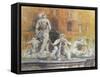 Fountain in the Piazza Navona, Rome, 1982-Glyn Morgan-Framed Stretched Canvas