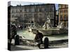 Fountain in the Piazza Navona, Rome, Lazio, Italy-Michael Newton-Stretched Canvas