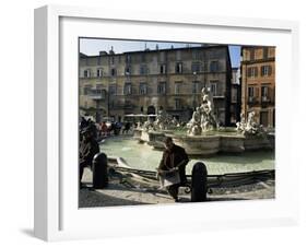 Fountain in the Piazza Navona, Rome, Lazio, Italy-Michael Newton-Framed Photographic Print