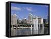 Fountain, Lake Lucerne, Orlando, Florida, United States of America, North America-Richard Cummins-Framed Stretched Canvas