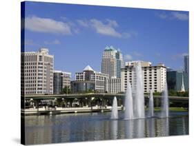 Fountain, Lake Lucerne, Orlando, Florida, United States of America, North America-Richard Cummins-Stretched Canvas