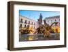 Fountain of Artemis in Archimedes Square (Piazza Archimede) at Night-Matthew Williams-Ellis-Framed Photographic Print