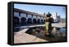 Fountain of Mission Santa Barbara-George Oze-Framed Stretched Canvas