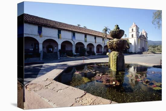 Fountain of Mission Santa Barbara-George Oze-Stretched Canvas