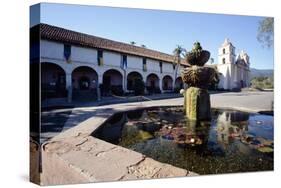 Fountain of Mission Santa Barbara-George Oze-Stretched Canvas