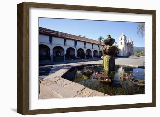 Fountain of Mission Santa Barbara-George Oze-Framed Photographic Print