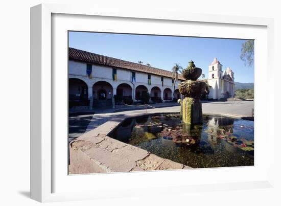 Fountain of Mission Santa Barbara-George Oze-Framed Photographic Print