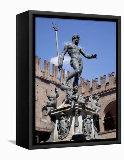 Fountain of Neptune, Piazza Del Nettuno, Bologna, Emilia Romagna, Italy, Europe-Frank Fell-Framed Stretched Canvas