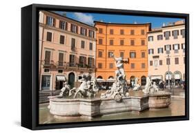 Fountain of Neptune, Piazza Navona, Rome, Lazio, Italy, Europe-Carlo Morucchio-Framed Stretched Canvas