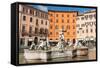 Fountain of Neptune, Piazza Navona, Rome, Lazio, Italy, Europe-Carlo Morucchio-Framed Stretched Canvas