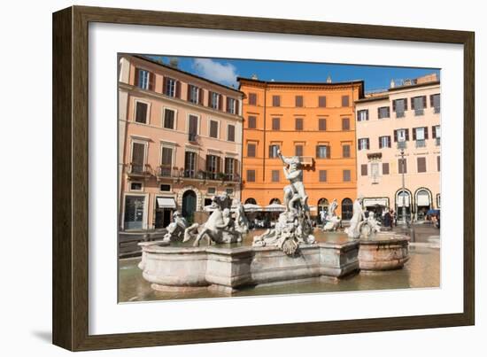 Fountain of Neptune, Piazza Navona, Rome, Lazio, Italy, Europe-Carlo Morucchio-Framed Photographic Print