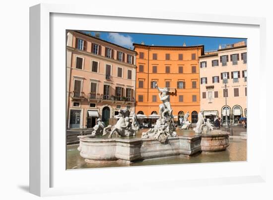 Fountain of Neptune, Piazza Navona, Rome, Lazio, Italy, Europe-Carlo Morucchio-Framed Photographic Print