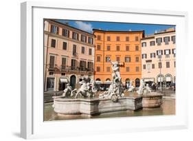 Fountain of Neptune, Piazza Navona, Rome, Lazio, Italy, Europe-Carlo Morucchio-Framed Photographic Print