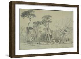 Fountain of the Sea-Horses in the Garden of the Villa Borghese, Rome-Edward Lear-Framed Giclee Print