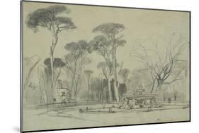 Fountain of the Sea-Horses in the Garden of the Villa Borghese, Rome-Edward Lear-Mounted Giclee Print