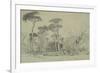 Fountain of the Sea-Horses in the Garden of the Villa Borghese, Rome-Edward Lear-Framed Giclee Print