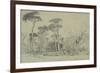 Fountain of the Sea-Horses in the Garden of the Villa Borghese, Rome-Edward Lear-Framed Giclee Print