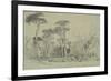 Fountain of the Sea-Horses in the Garden of the Villa Borghese, Rome-Edward Lear-Framed Giclee Print