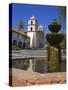 Fountain, Old Mission Santa Barbara, Santa Barbara City, California-Richard Cummins-Stretched Canvas