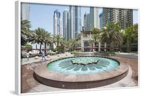 Fountain on the Dubai Marina Walk, Dubai, United Arab Emirates-Michael DeFreitas-Framed Photographic Print