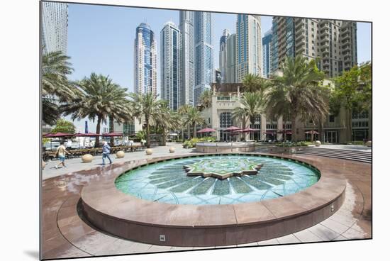 Fountain on the Dubai Marina Walk, Dubai, United Arab Emirates-Michael DeFreitas-Mounted Photographic Print